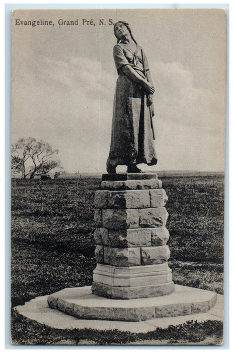 c1940's Evangeline Statue Grand Pre Nova Scotia Canada Unposted Postcard