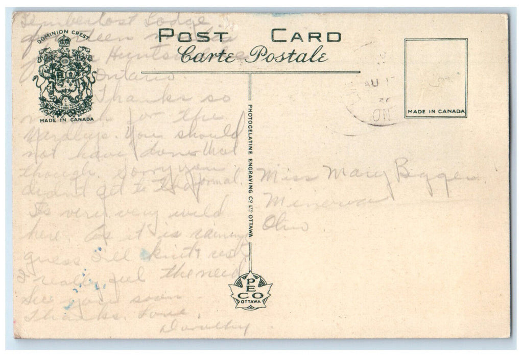 c1950's A Pack Trip at Interlaken a Limberlost Outpost Cabin Canada Postcard