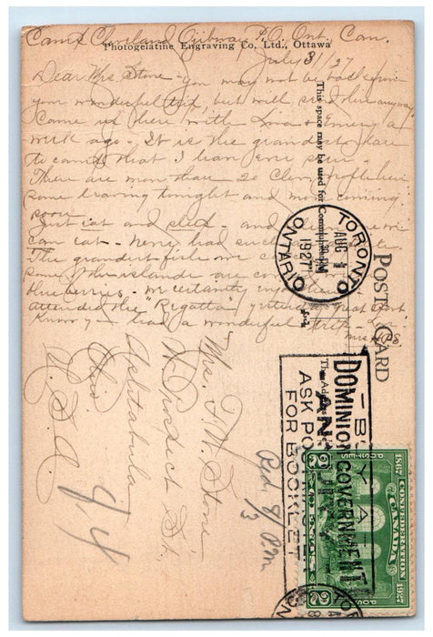 1927 Boat Canoeing Regatta Pointe-Au-Baril Ontario Canada Vintage Postcard