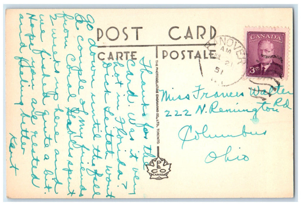 1951 Butcharts Gardens Owen Sound Ontario Canada Vintage Posted Postcard