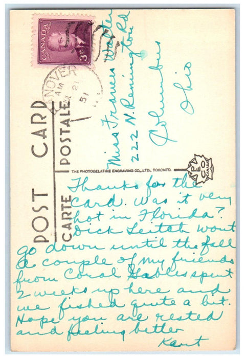 1951 Butcharts Gardens Owen Sound Ontario Canada Vintage Posted Postcard