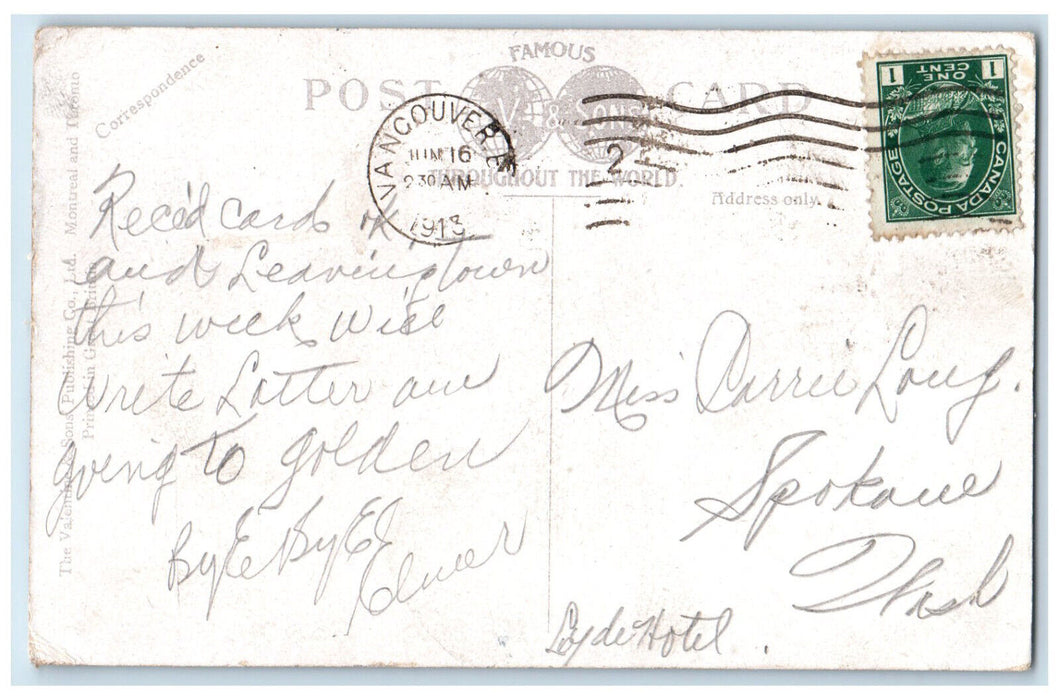 1913 Harwood Street Vancouver British Columbia Canada Antique Posted Postcard