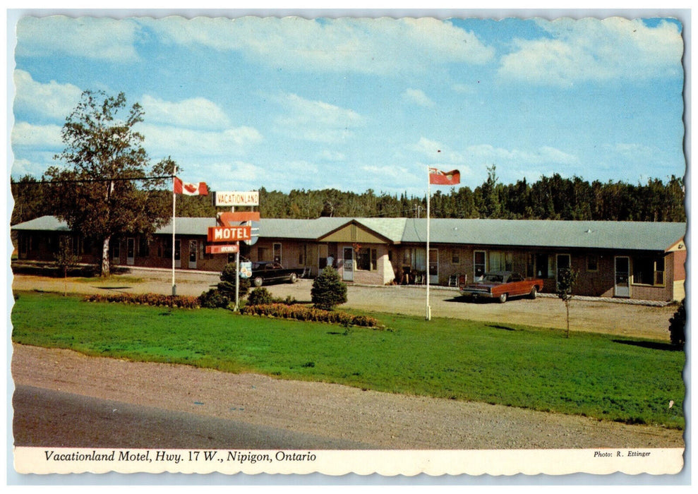 c1960's Vacationland Motel Highway 17 W. Nipigon Ontario Canada Postcard