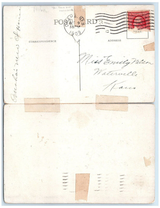 1909 New Court House Building Cars Omaha Nebraska NE Fold Out Panorama Postcard