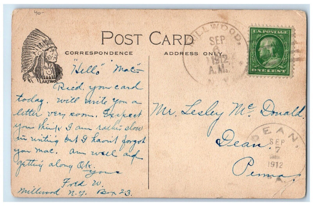 1912 Main Street Looking North Millwood New York NY, Dirt Road Antique Postcard