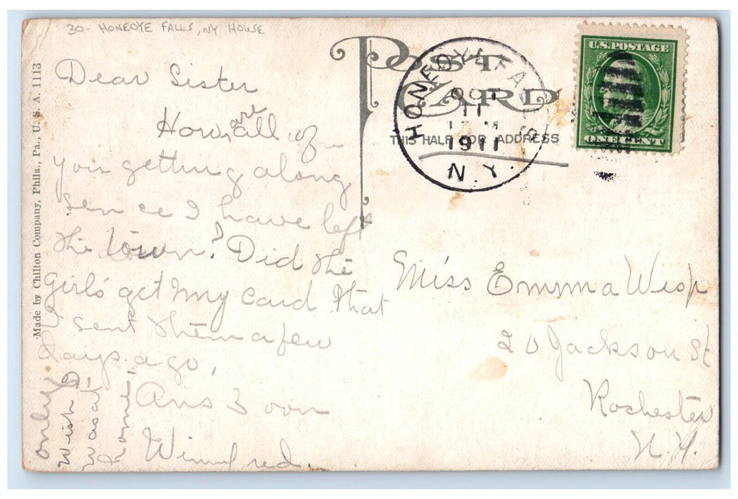 1911 View Of House Plants Honeoye Falls New York NY Posted Antique Postcard