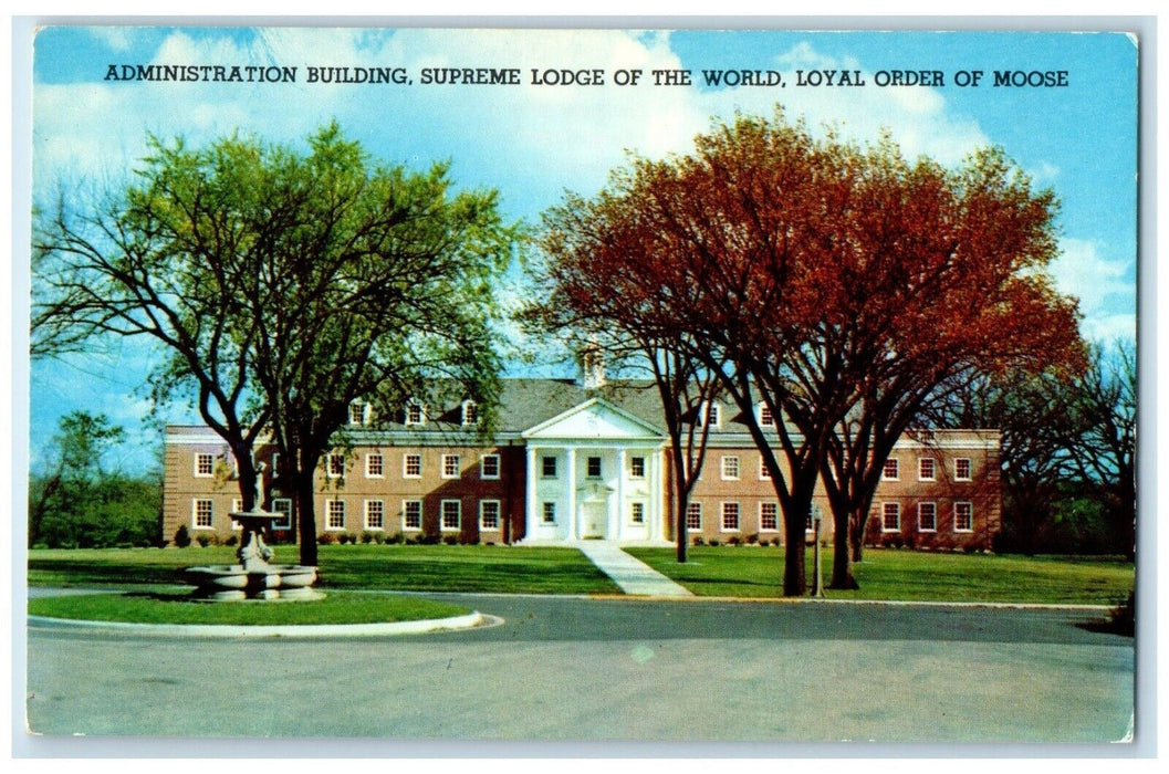 c1960 Administration Building Supreme Lodge World Loyal Order Moose IL Postcard