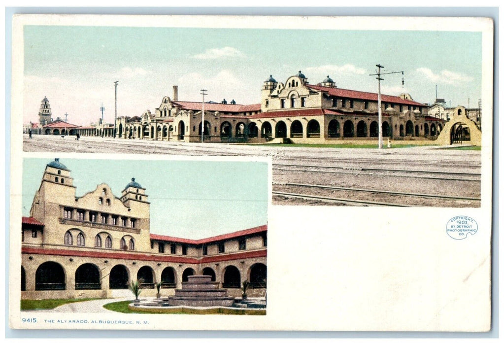 c1910 Alvarado Exterior Building Rail Albuquerque New Mexico Phostint Postcard