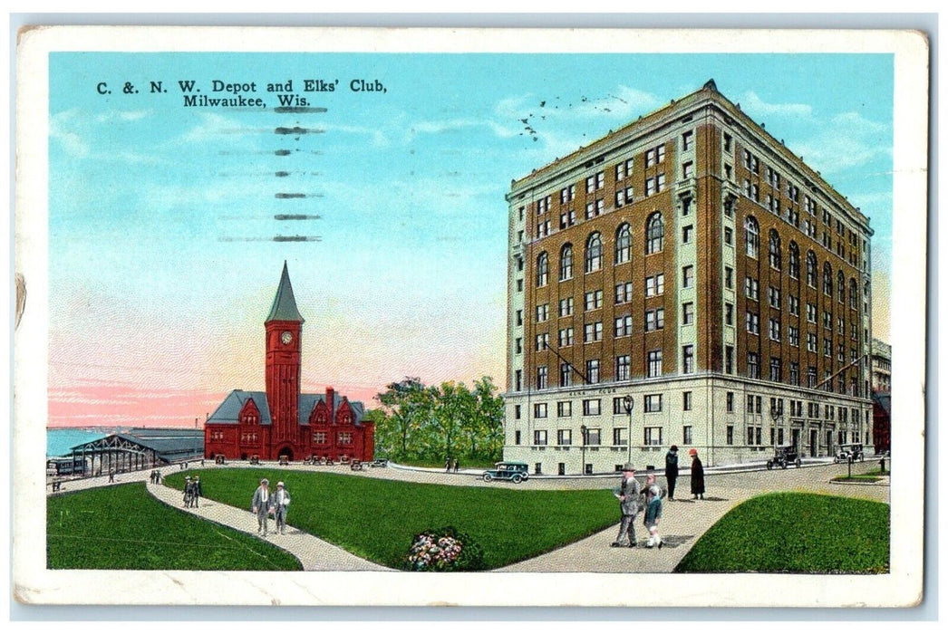 1930 Depot Elks Club Exterior Building Milwaukee Wisconsin WI Vintage Postcard