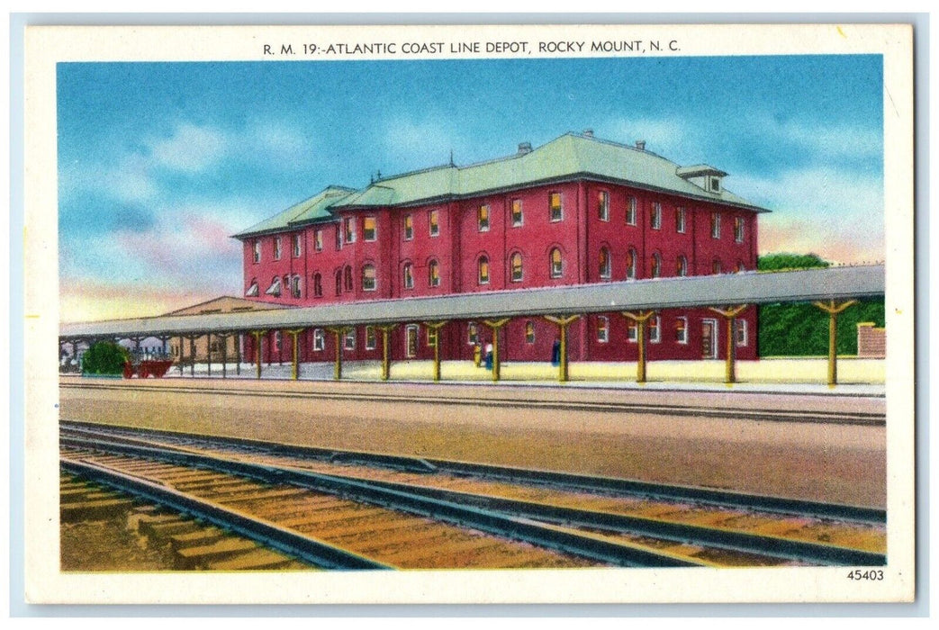 c1920 Atlantic Coast Line Depot Exterior Rocky Mount North Carolina NC Postcard