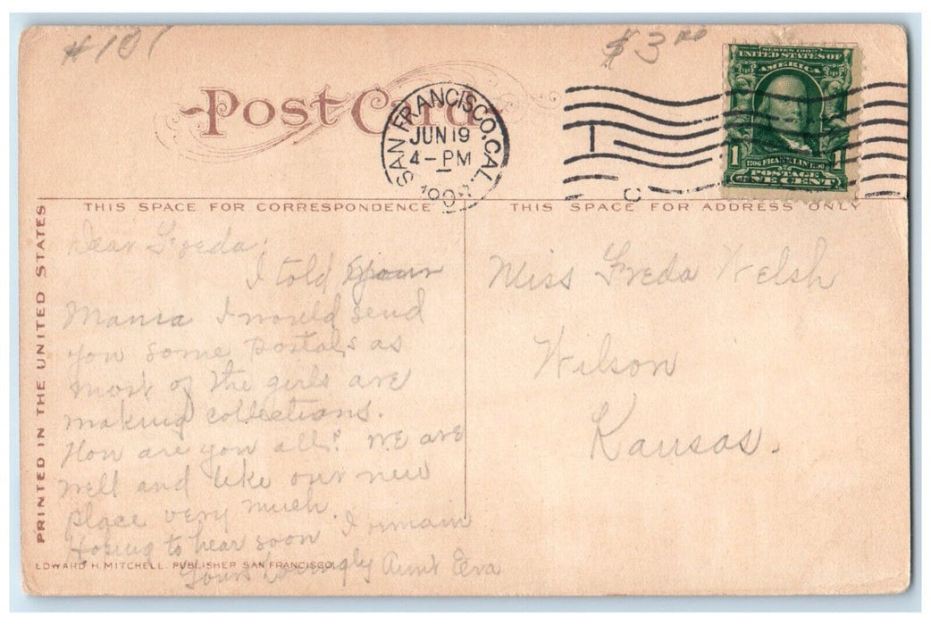 1908 Union Ferry Depot Exterior Streetcar San Francisco California CA Postcard