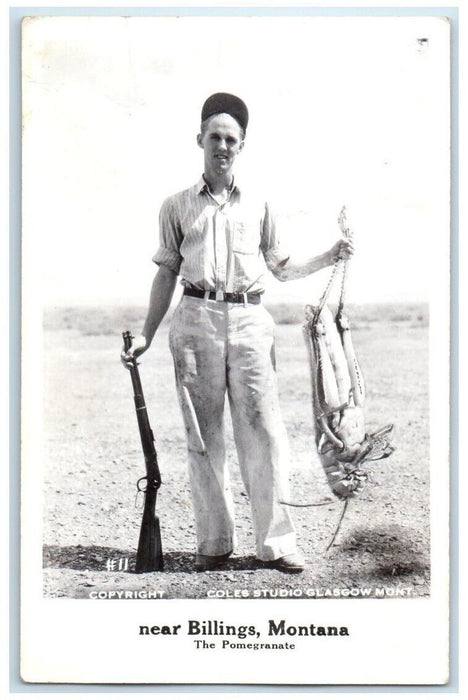 c1940's Coles Exaggerated Grasshopper Hunting Rifle Montana RPPC Photo Postcard