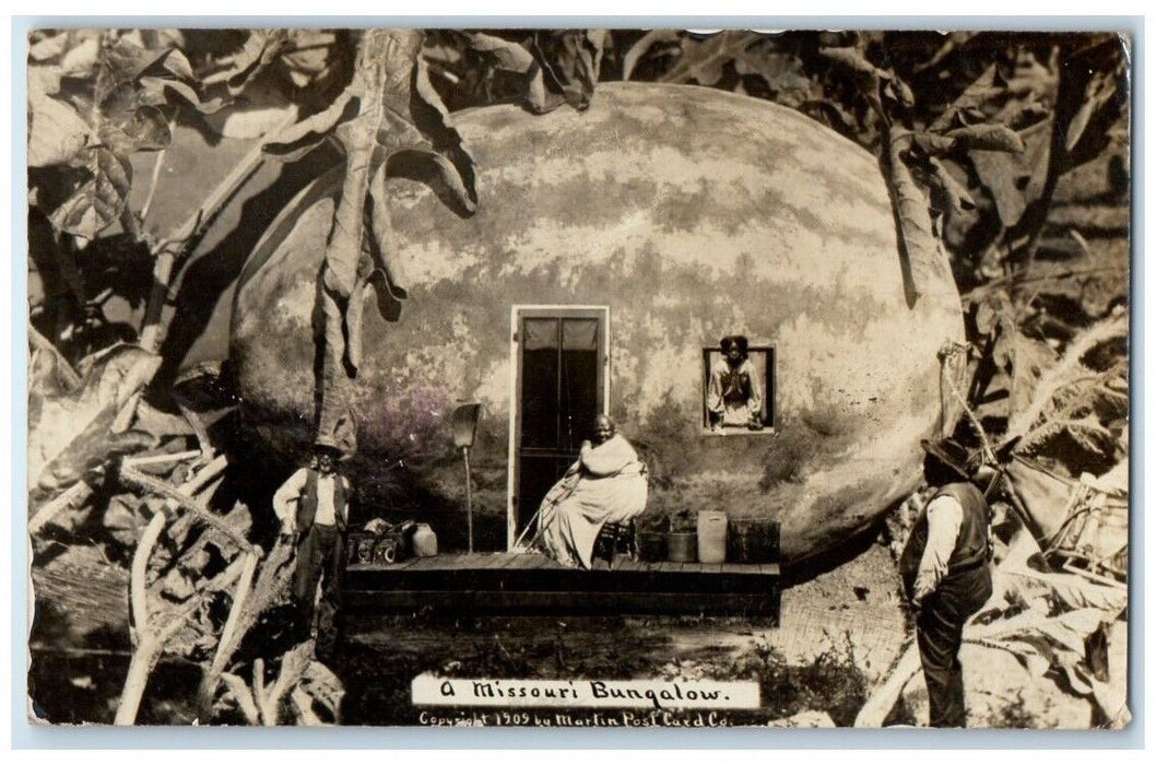 1911 W.H. Martin Exaggerated Watermelon Bungalow Tiffin OH RPPC Photo Postcard
