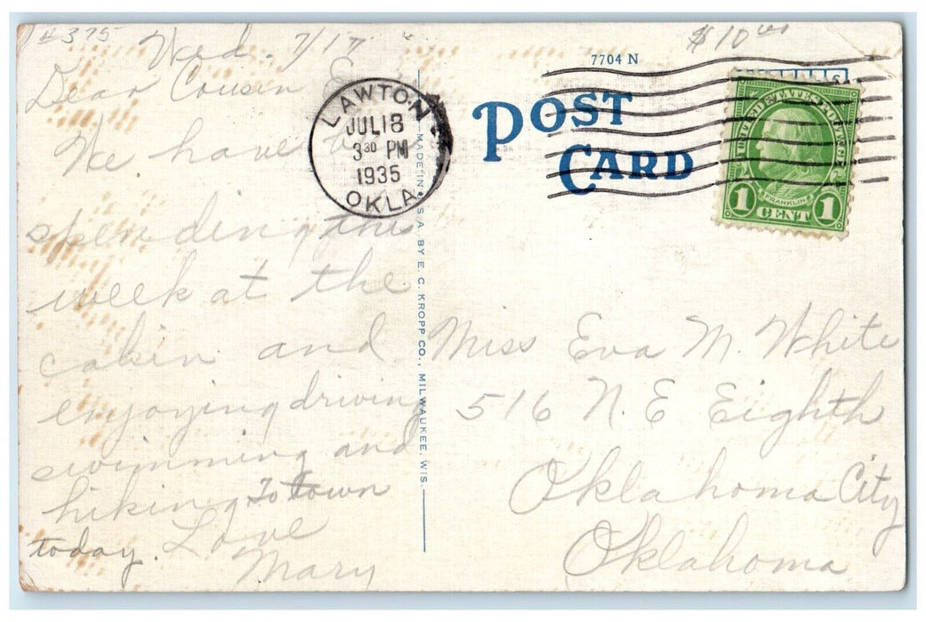 1935 Kiowa Indian Hospital Building Arch Entrance Lawton Oklahoma OK Postcard