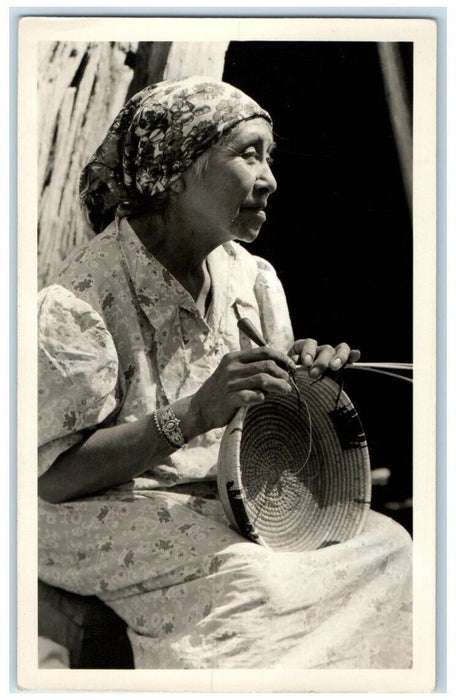 1951 Native American Indian Woman Yosemite National Park CA RPPC Photo Postcard