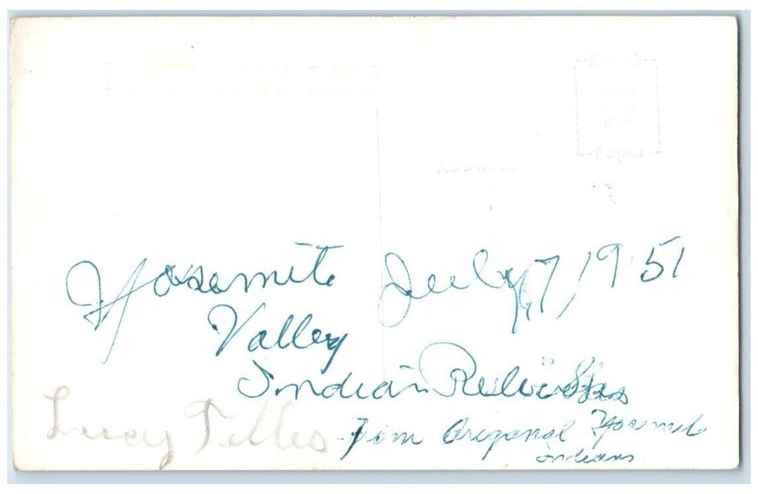 1951 Native American Indian Woman Yosemite National Park CA RPPC Photo Postcard