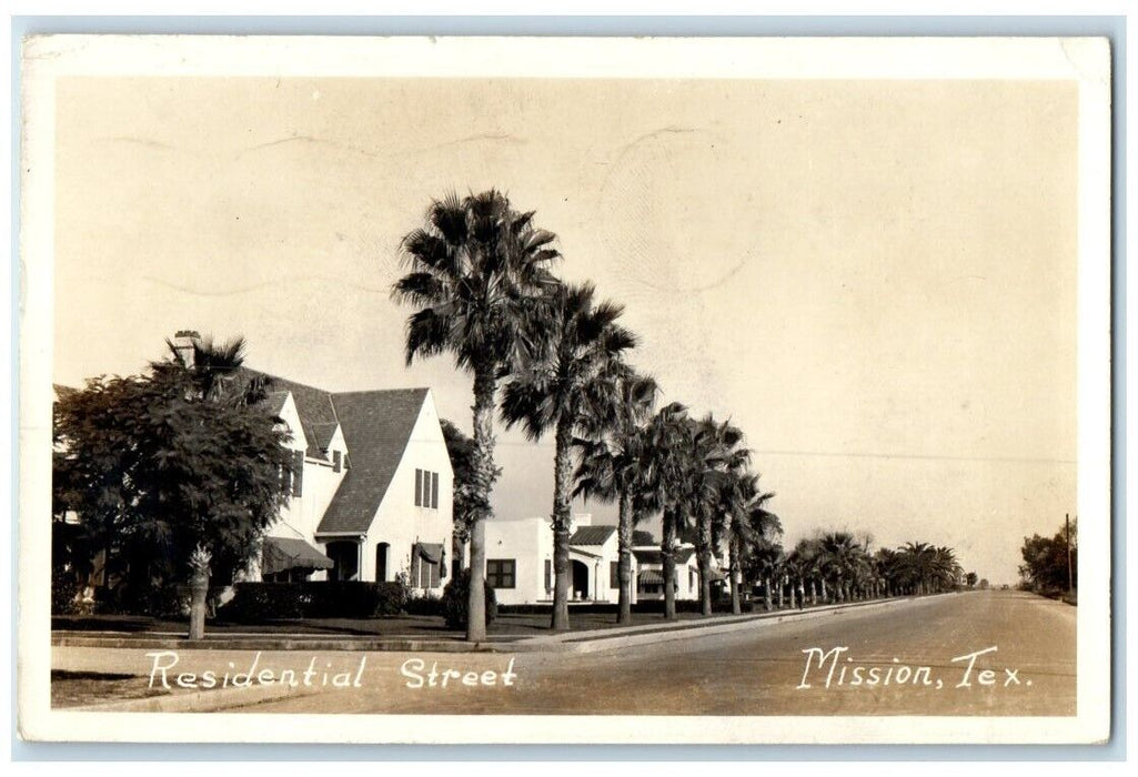 1940 Residential Street View Mission Texas TX RPPC Photo Posted Postcard