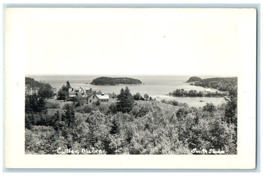 c1940s Birds Eye View Residence Smith Studio Cutler Maine ME RPPC Photo Postcard