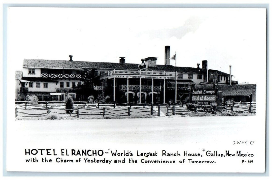 c1950's Hotel El Rancho Ranch House Gallup New  Mexico NM RPPC Photo Postcard