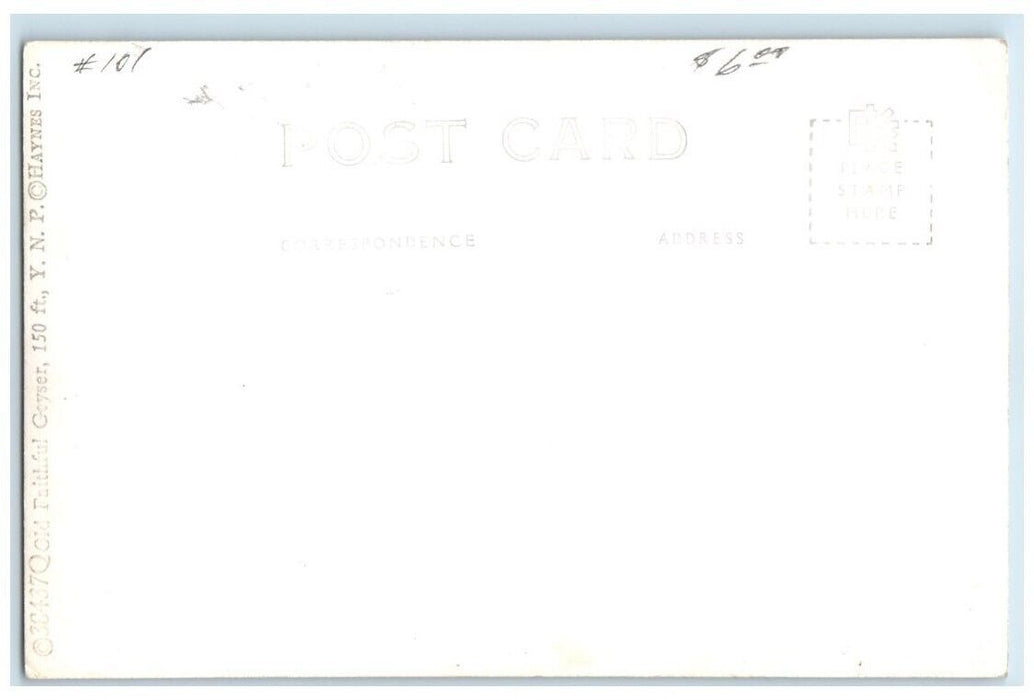 c1940's Old Faithful Geyser Haynes Yellowstone Park WY  RPPC Photo Postcard