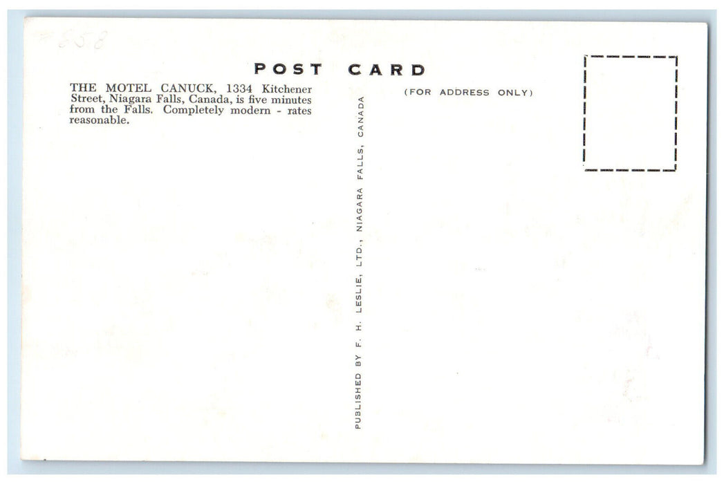 c1950's Motel Canuck Niagara Falls Ontario Canada Vintage Unposted Postcard