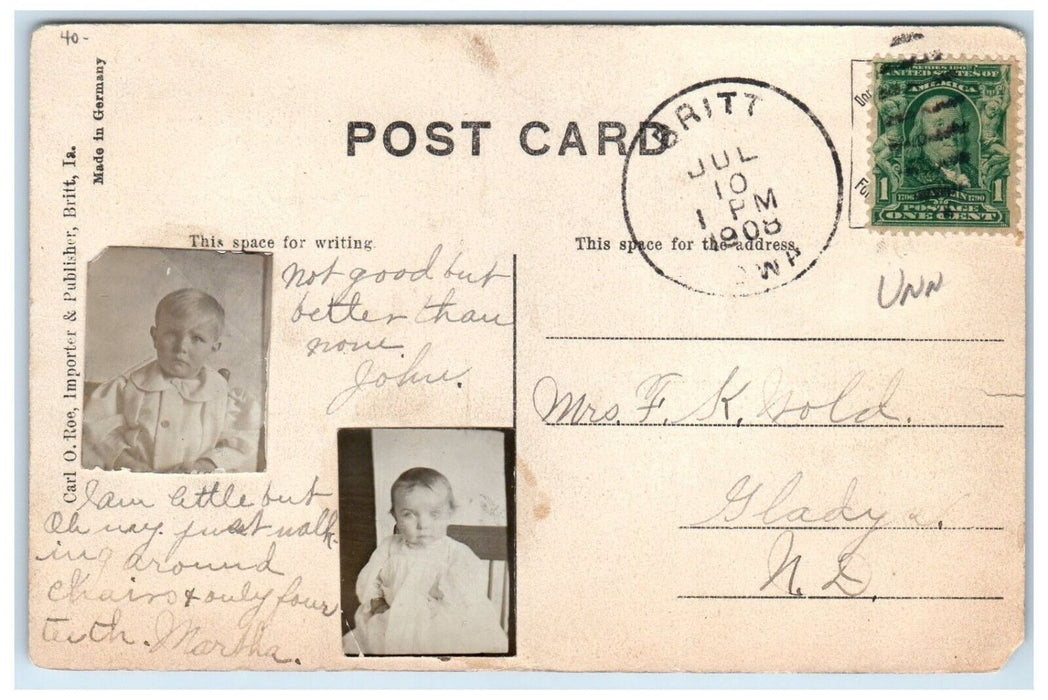 1908 Picturesque Britt Iowa IA, Buildings Multiview Posted Antique Postcard
