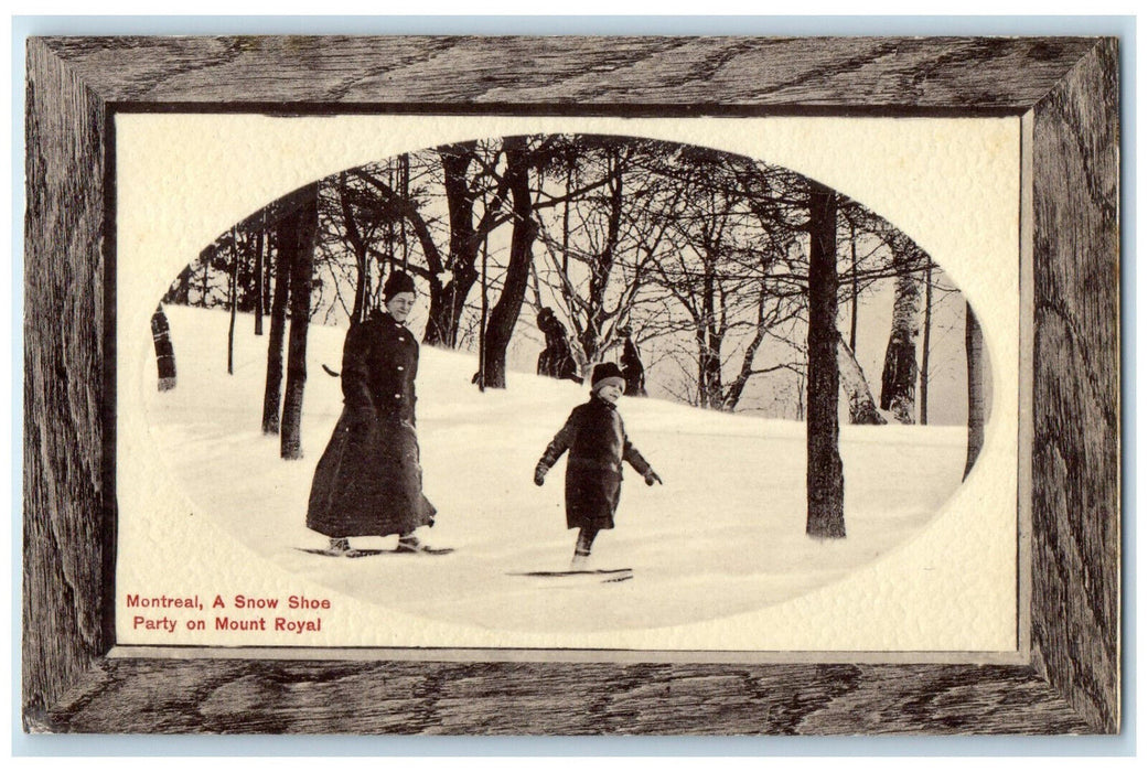 c1950's Snow Shoe Party on Mount Royal Montreal Quebec Canada Embossed Postcard