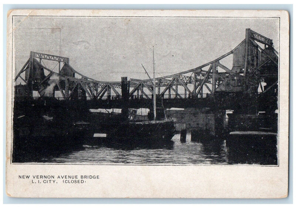 c1905 New Vernon Avenue Bridge Queens Long Island New York NY Antique Postcard