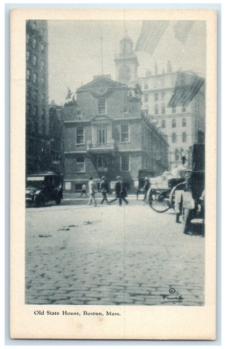 c1910's Old State House Cars Boston Massachusetts MA Maynard Workshop Postcard