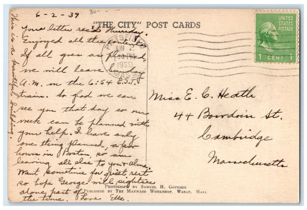 Terrace Of Smith College Alumnae House Pittsfield MA Maynard Workshop Postcard