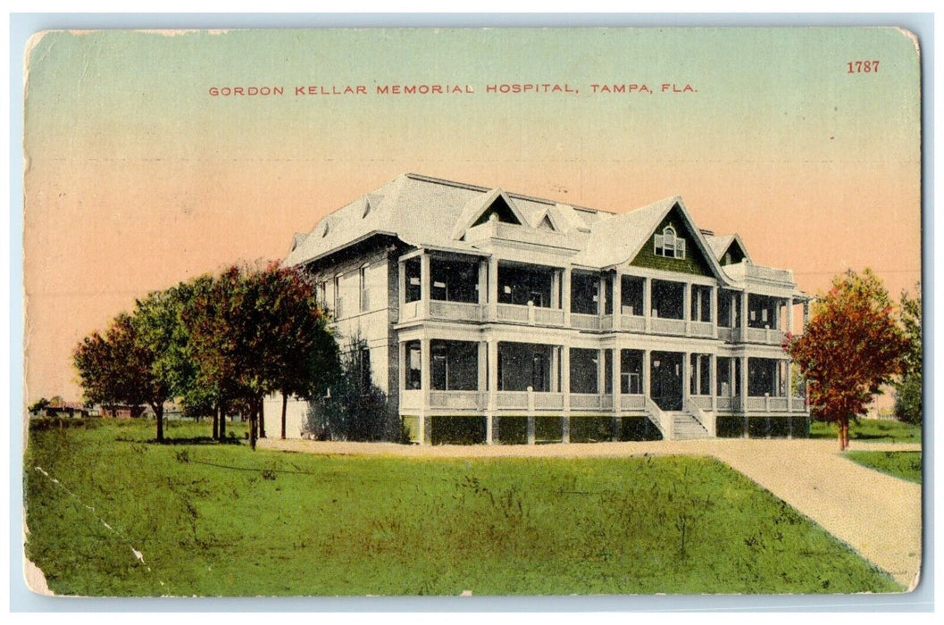 1911 Gordon Kellar Memorial Hospital Building Tampa Florida FL Antique Postcard