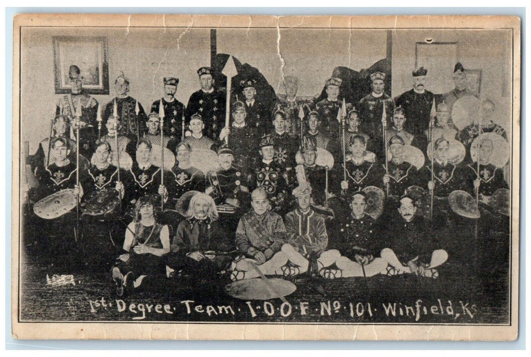 c1905 1st Degree Team IOOF No. 101 Winfield Kansas KS Antique Postcard