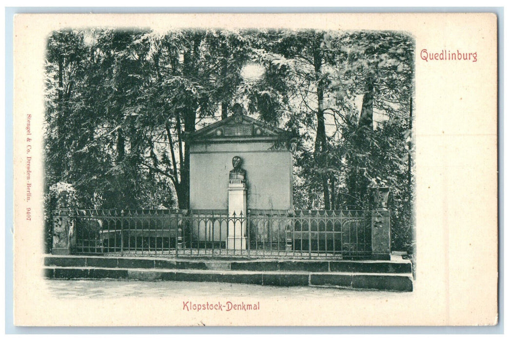 c1940's Klopstock Monument Quedlinburg Saxony-Anhalt Germany Unposted Postcard