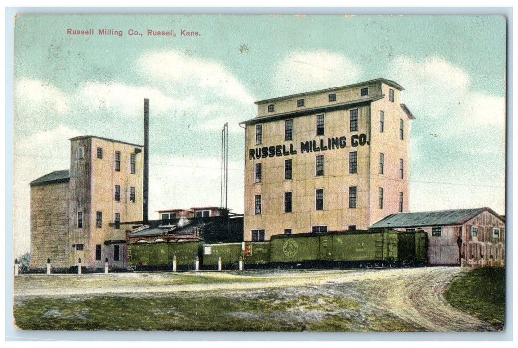 1909 Russell Milling Co. Building Russell Kansas KS Posted Antique Postcard