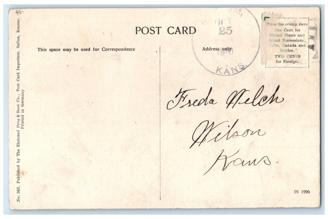 1910 West Side Of Main Street Ransom KS, Dirt Road Horse Carriage Postcard