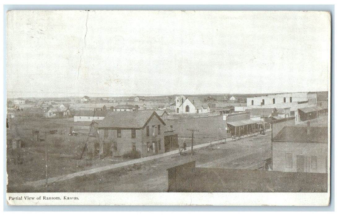 1910 Partial View Of Ransom Kansas KS, Houses Road Unposted Antique Postcard