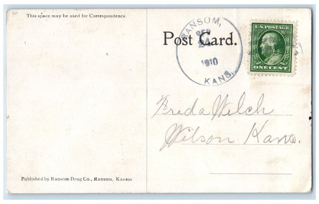 1910 Partial View Of Ransom Kansas KS, Houses Road Unposted Antique Postcard