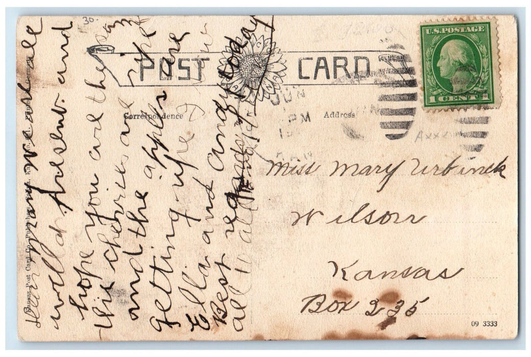 c1910's Looking North From Depot Sylvan Grove Kansas KS, Dirt Road Postcard