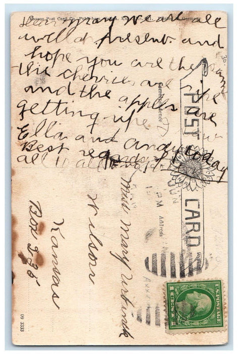 c1910's Looking North From Depot Sylvan Grove Kansas KS, Dirt Road Postcard