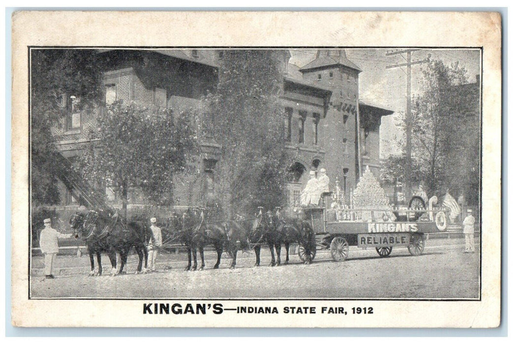 1912 Kingan's Indiana State Fair Indianapolis IN Horse Wagon Antique Postcard