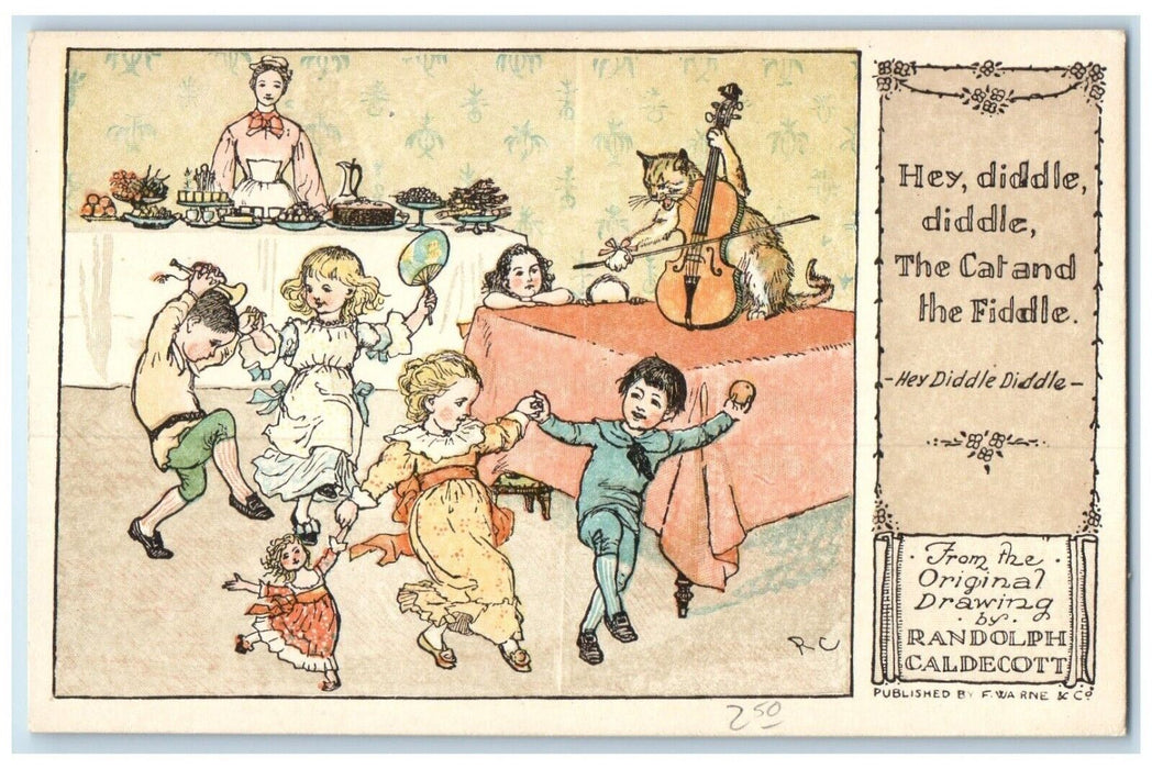 c1910's The Cat And Fiddle Drawing Randolph Caldecott's Pictures Postcard