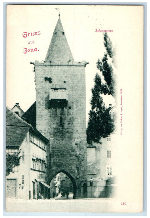 c1905 Greetings from Jena Johannesturm Germany Unposted Antique Postcard