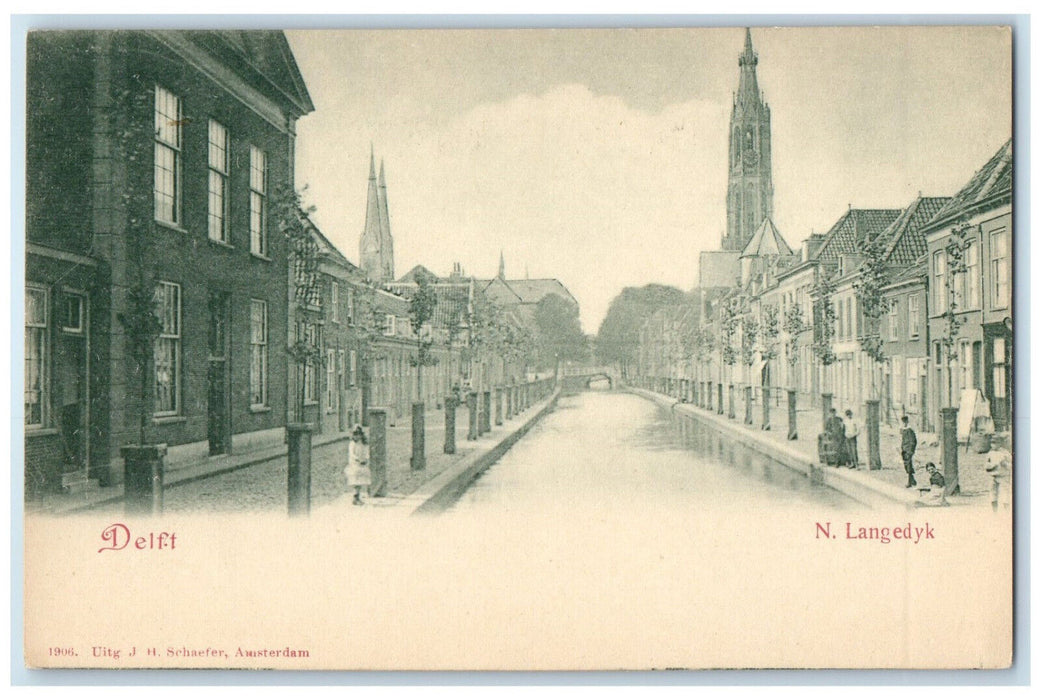 c1905 Nieuwe Langendijk Delft Netherlands Unposted Antique Postcard