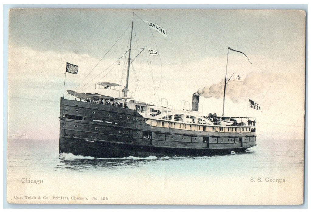 1912 SS Georgia Steamer Ship Chicago Illinois IL Posted Antique Postcard