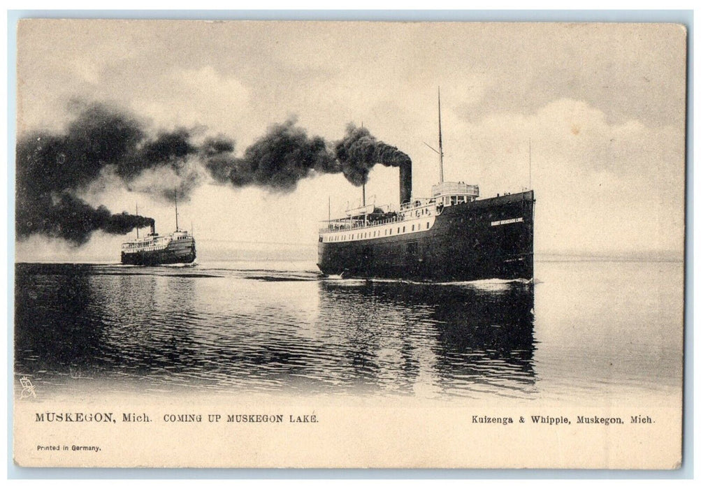 c1905 Muskegon Michigan MI, Coming Up Muskegon Lake Tuck's Antique Postcard