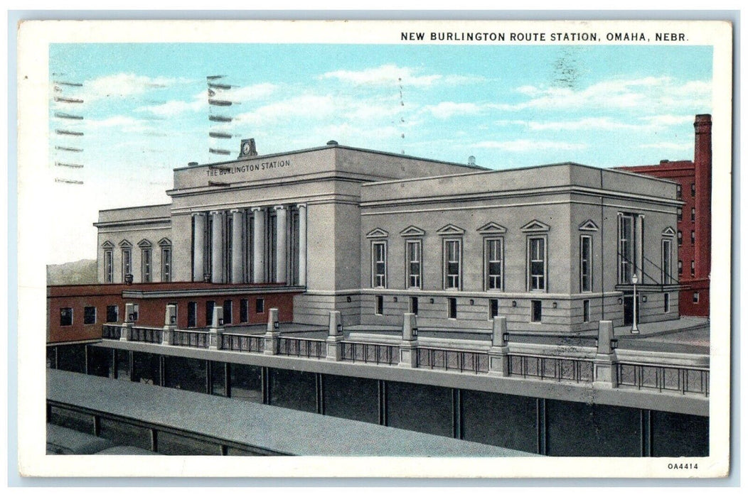 1936 New Burlington Route Station Exterior Building Omaha Nebraska NE Postcard