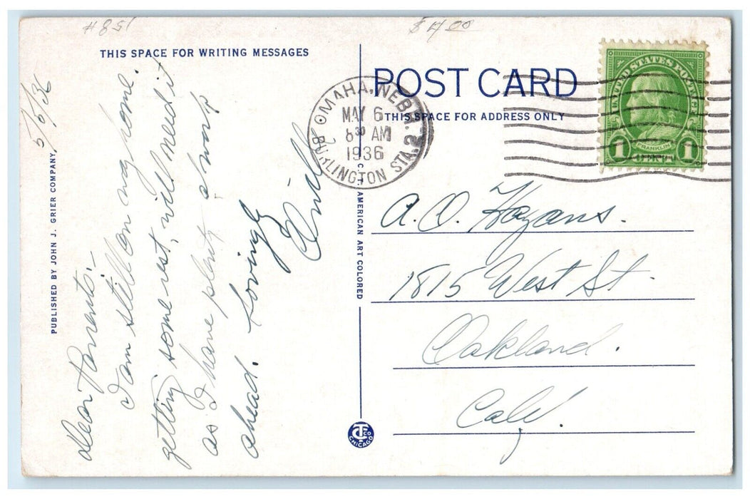 1936 New Burlington Route Station Exterior Building Omaha Nebraska NE Postcard