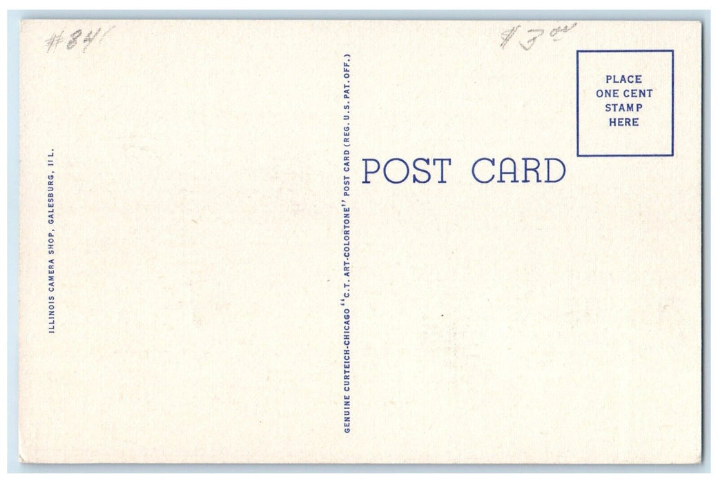 c1940 Burlington Route Depot Exterior Building Road Galesburg Illinois Postcard