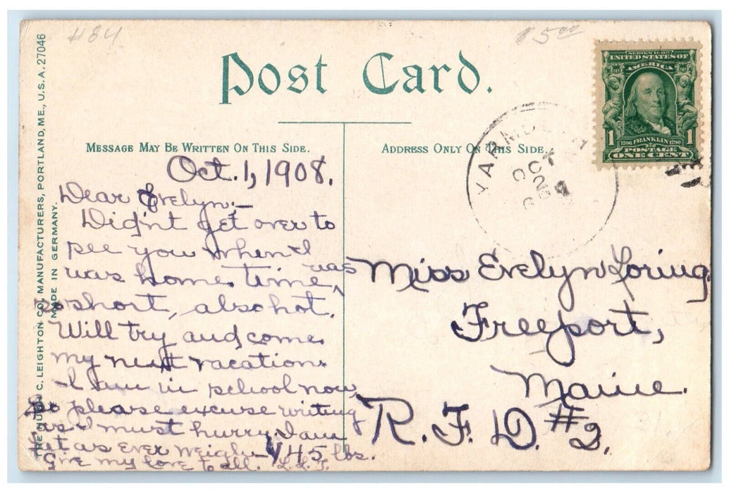 1908 Union Station Exterior Building Horse Carriage Portland Maine ME Postcard