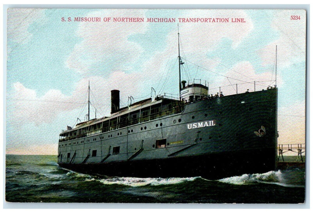 c1910's SS Missouri Of Northern Michigan Transportation Line Antique Postcard